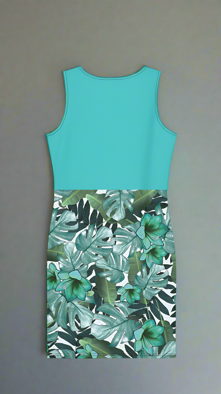 Teal Floral Body-con Dress