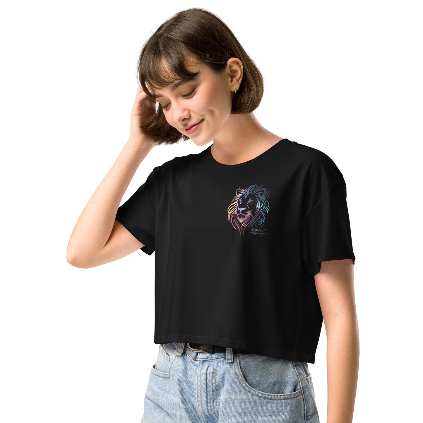 Lion Black crop top