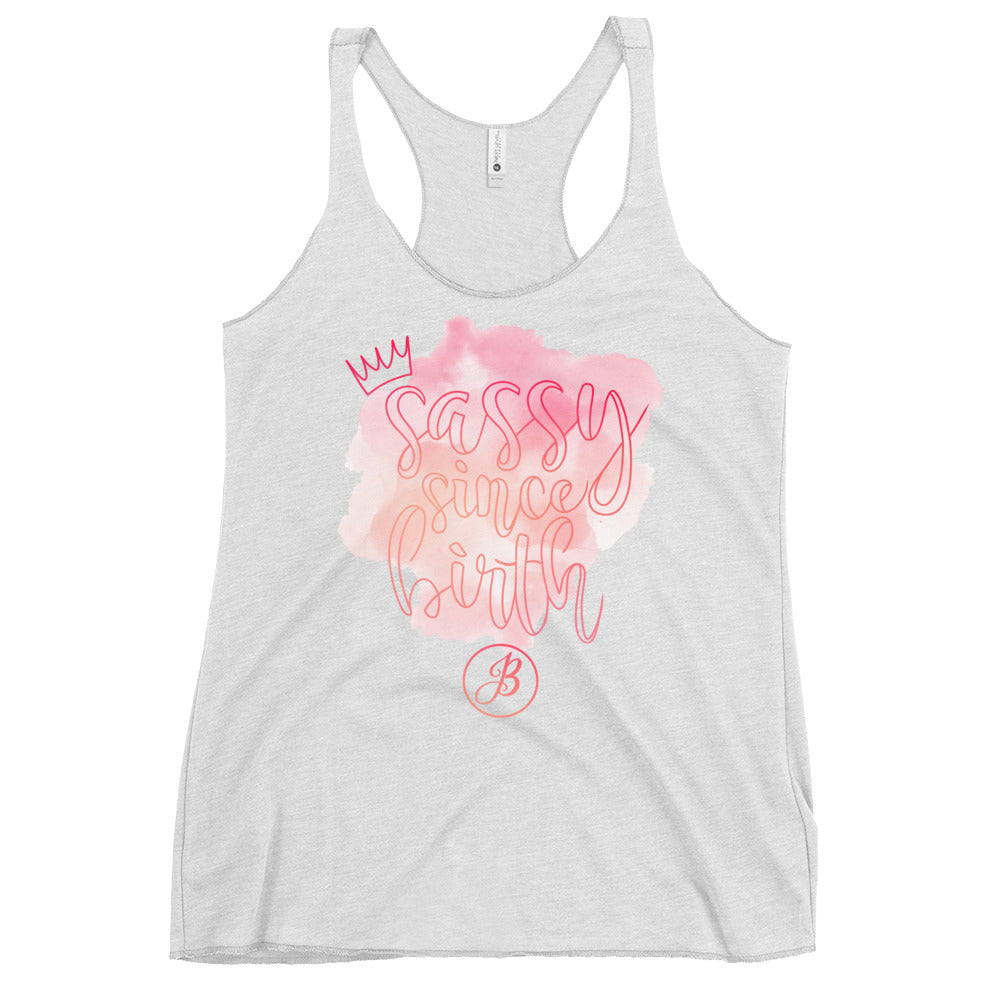 JB Sassy White Racerback Tank