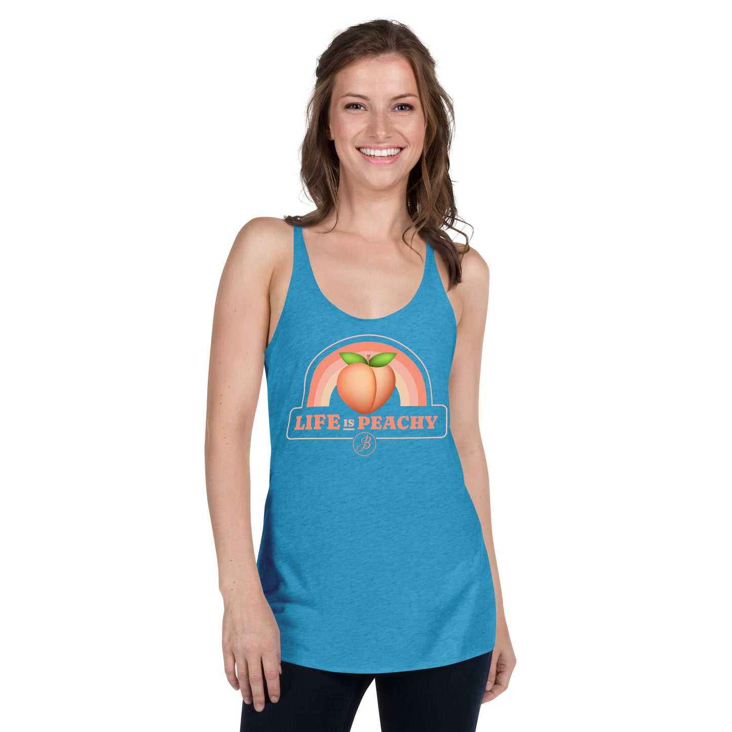 Life is Peachy JB Blue Racerback Tank