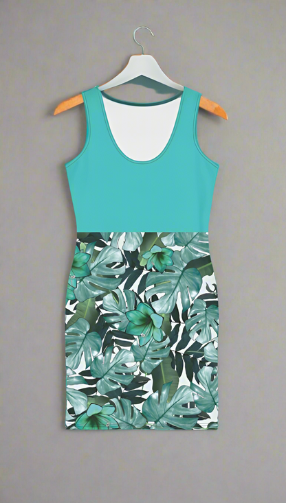Teal Floral Body-con Dress