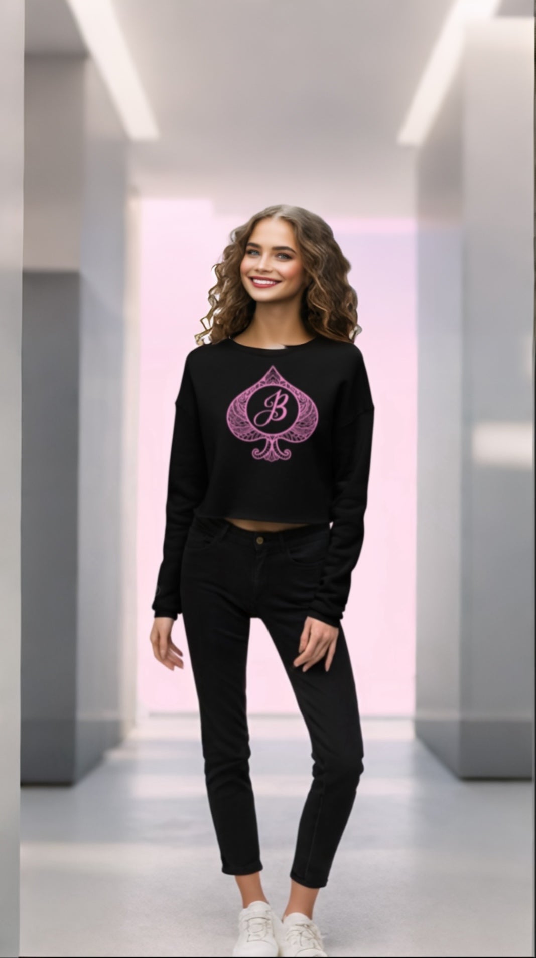 Pink JB Cropped Sweatshirt