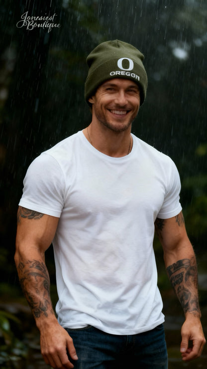 Olive Green OREGON DUCKS Beanie