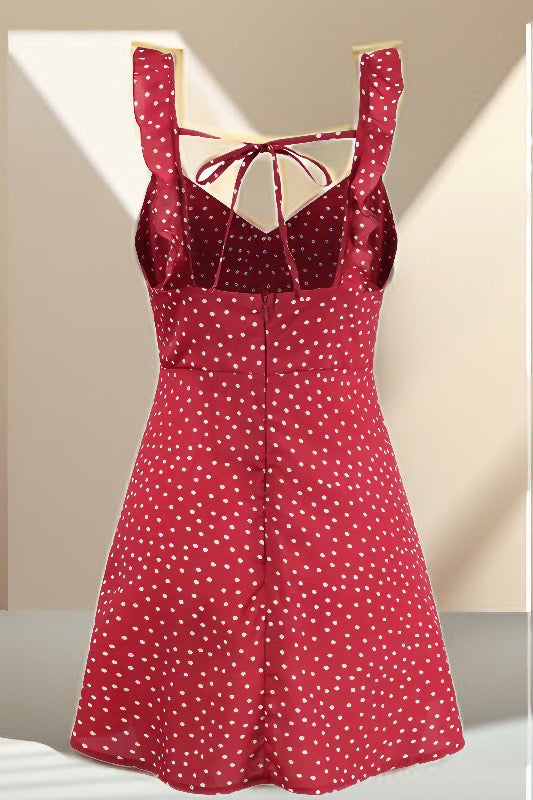 Mini Deep Red Polka Dot Dress