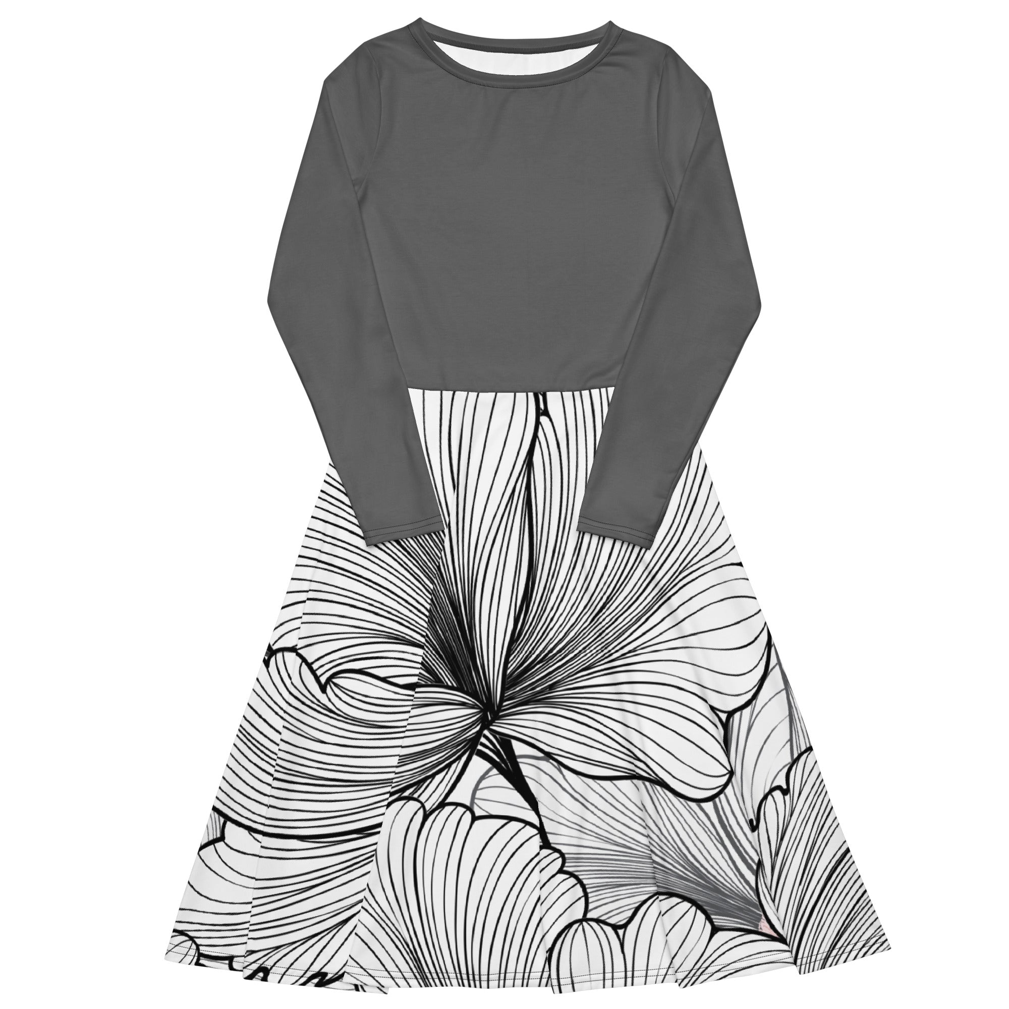 Grey and White midi dress