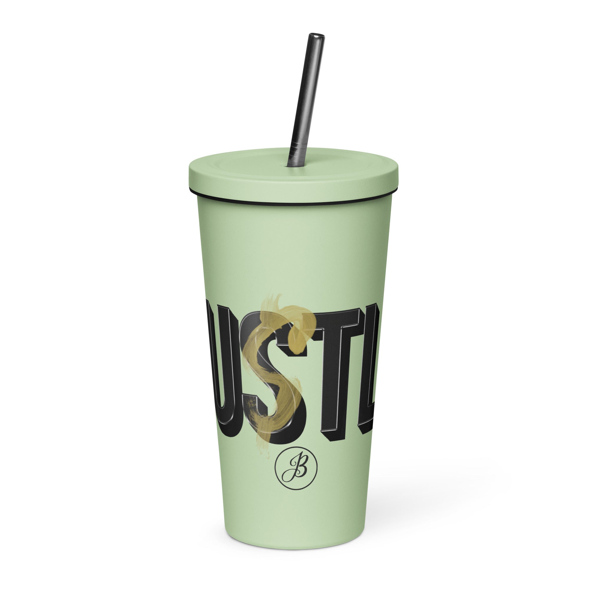 Insulated Hustle Tumbler ~ with a straw