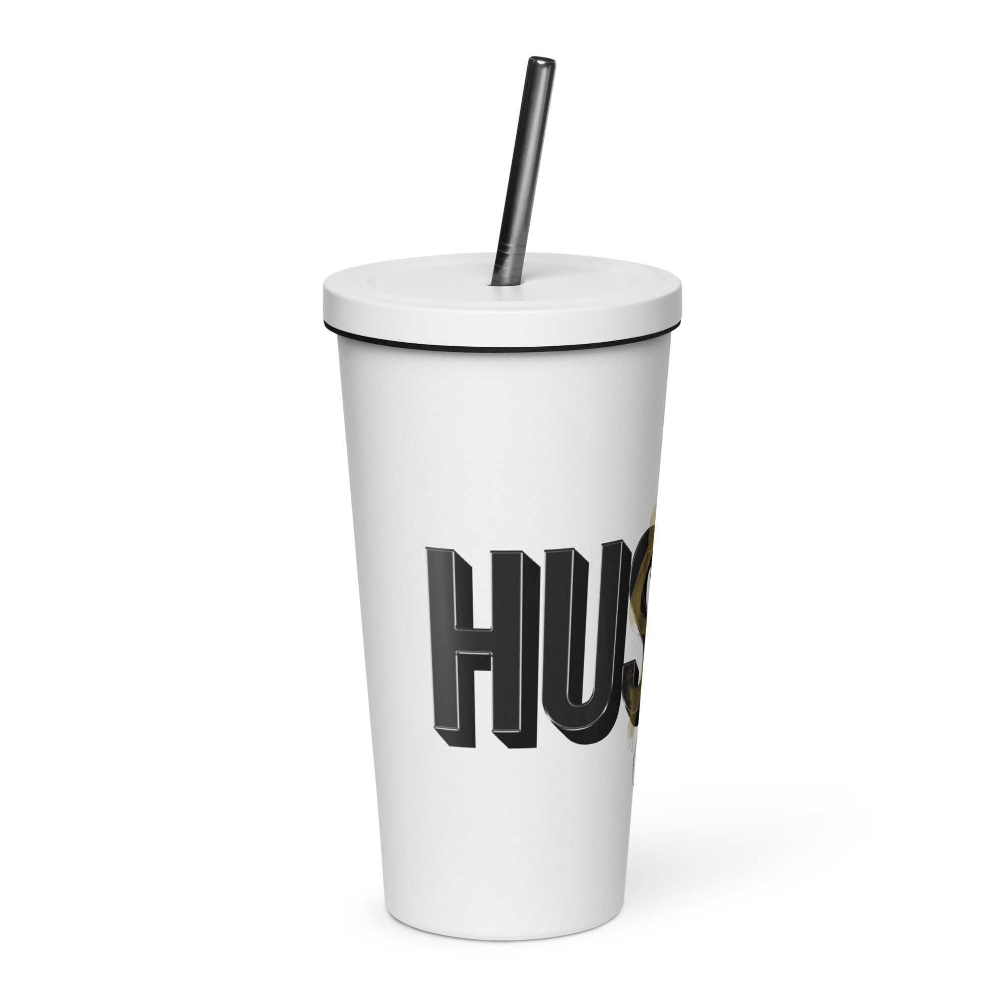 Insulated Hustle Tumbler ~ with a straw