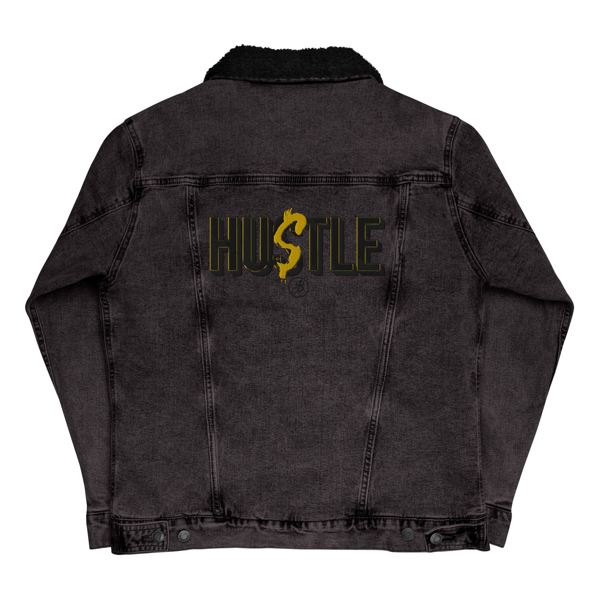 Hustle Black denim sherpa jacket