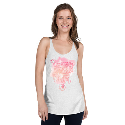 JB Sassy White Racerback Tank
